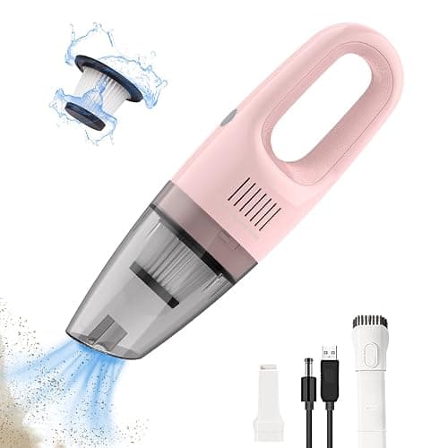 Portable Handheld Vacuum Cleaner Cordless, Cleaner for Dirt Home Pet Hair, Car Interior Dust, Power Suction Lightweight Stylish Hand Vacuum (Pink) - Image 1