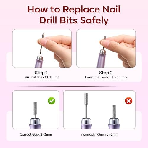 Makartt Pen-Shaped Rechargeable Nail Drill for Beginners: 25,000 RPM Cordless Electric Nail File with 5-Speed LED Display, Lightweight Quiet E File Kit for Gel Polish Removal, Home Travel Use (Pink) thumbnail 7