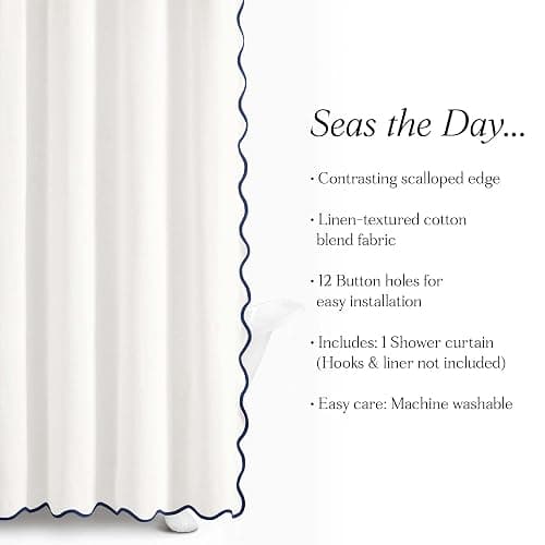 Shower Curtain Navy and White thumbnail 7