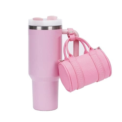 BBIQI Mini Stanley Cup Keychain for Stanley Purse Cute Stanley Cup Accessories Tumbler Bag Charm Mini Tote Bag for Women - Pink - Image 1
