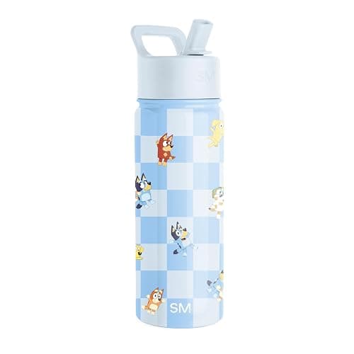 Simple Modern Kids Summit Water Bottle with Straw Lid | Bluey 18oz Stainless Steel Cup Insulated Tumbler for Girls, Boys, School | Bluey Checkmate - Bluey: Checkmate - 18 Ounces - Image 1