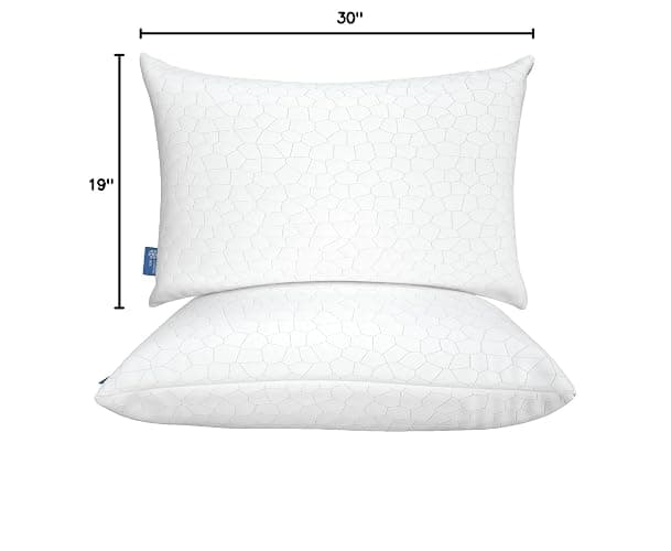 QUTOOL Cooling Pillow for Sleeping 2 Pack, Luxury Shredded Memory Foam Bed Queen Pillows Set of 2, Cool Pillow for Hot Sleepers Adjustable Firm Pillow for Side, Back, Stomach Sleepers Soft Yet Support thumbnail 2