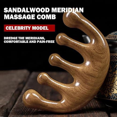 Cureder Wooden Scalp Massager - Handmade 100% Natural Green Sandalwood Wide Tooth Combs - Wood Massage Comb & Sandalwood Comb for Luxurious Hair Care thumbnail 2