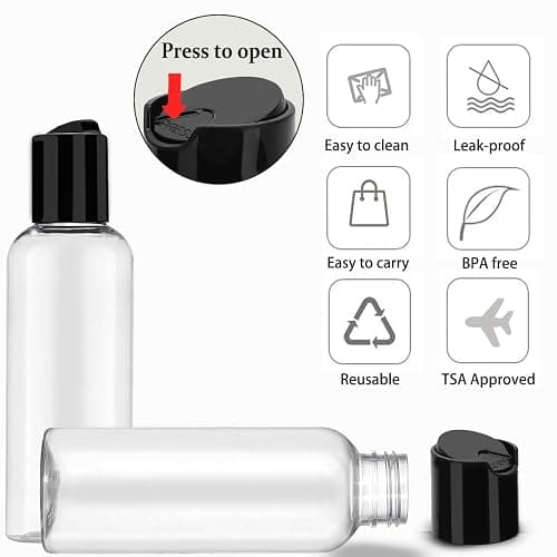 DNSEN 5 Pack 3.4 oz Travel Bottles for Toiletries TSA Approved Leakproof Plastic Empty Travel Size Bottles Containers with Labels thumbnail 4