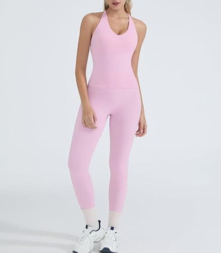 OMKAGI 2 Piece Workout Sets for Women Padded Workout Tops Booty Leggings with Pockets Gym Sets thumbnail 8