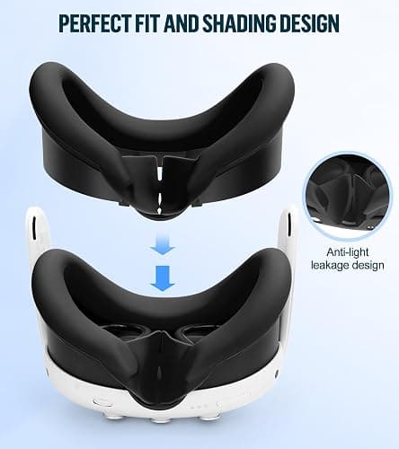 Silicone Cover Set Compatible with Meta Oculus/Quest 3, VR Accessories Protective Cover Includes Controller Grips, Front Shell Headset Cover and Face Cover, Not Fit Quest 3S (Black) thumbnail 6