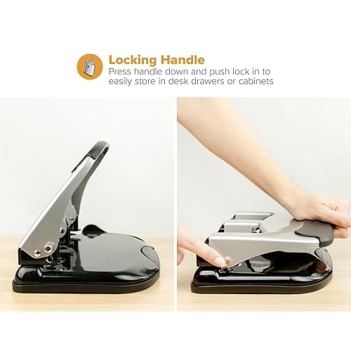Bostitch Office EZ Squeeze Heavy Duty 3-Hole Punch for Home Office & School, 40-Sheet Capacity, One-Touch Reduced Force, Sleek Silver Design thumbnail 6