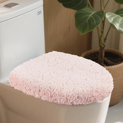 Baahrnom Luxury Soft Microfiber Toilet Lid Cover Machine Washable Solid Toilet Seat Cover 17.5" x 15" Adjustable Rubber Backing Fits Most 16-17.5" L x 14-16" W Round Oblong and Elongated Toilet Seat thumbnail 4