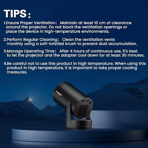 [Apps intégrées & 2026 Upgraded] Vidéoprojecteur avec WiFi 6 et Bluetooth 5.4 Mini Projecteur Supporte 4K 1080P Auto Keystone Rotation 180° Compatibile avec HDMI/TV Stick/Memory Stick/Laptop, Noir thumbnail 8