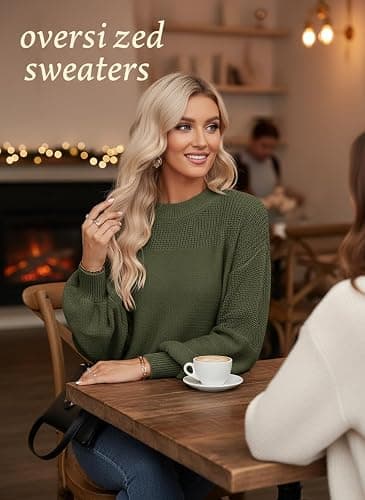 Dokotoo Women's Oversized Long Sleeve Crewneck Pullover Sweaters | Solid Color Knit Tops, Elegant Casual Fall Outfits, Soft Comfy Fashion Clothing, Trendy 2026 Winter Clothes thumbnail 4