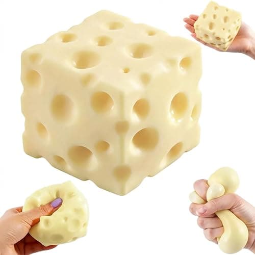 Cheese Squishy Toys, Slow Rising Stress Relief Gifts for Adults, 2.96Inch | Soft Cheese Squishy Help Calm Anxiety. Easy to Clean, Portable, Safe TPR Material. Ideal for Office Home Travel, Light Yellow - Image 1