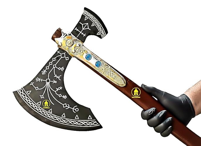 Dark Warrior | Handmade Kratoss Viking Axe Cosplay Viking Replica GOWAxe, Axes Berserker Large Norse Axes,Scandinavian Double Headed Axe Functional Viking Battleax Norse Mythology - Image 1