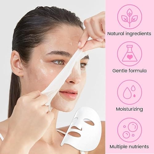 8 Pack Rose Face Mask,Pink Face Masks Spa Day kit Supplies for Teens Girls Women,Sheet Facial Mask Skincare for Kids Gifts Set,Hydrate Nourish Soothe for All Skin Types,Spa Party Favors - 8Pcs-Rose Mask thumbnail 5