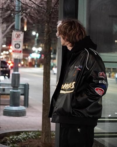 Aelfric Eden Faux Leather Racing Jacket Oversized Motorcycle Biker Racer Jackets Streetwear Unisex thumbnail 8