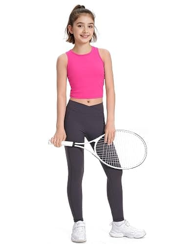 HASMES Girls Athletic Tank Tops Sleeveless Round Neck Basic Cute Dance Crop Tops for Kids 8-14Y thumbnail 7