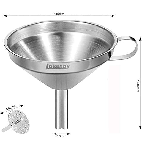 Lakatay 5.5-Inch 14CM Stainless Steel Kitchen Funnel with Strainer Filter for Transferring of Liquid Dry Ingredients and Metal Cooking Funnel thumbnail 2