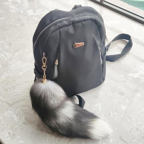 WtgwtQ Fluffy Fox Tail Fur Keychain Therian Cosplay Handbag Tassel Hook Accessories for Women Black Soft Faux Furry Tails Toy Kids Birthdays Party Costume Cat Toys for indoor Cats thumbnail 5