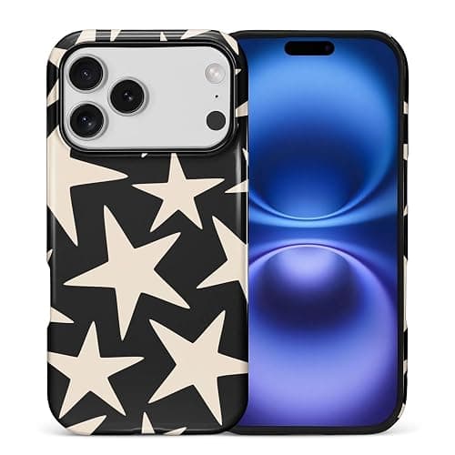 ilikediy for iPhone 17 Pro Case, Cute Cool Star Black Hybrid 2 Layer Hard Shell Silicone Protective Pattern Design Case - Image 1