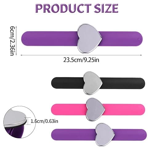 3pcs Magnetic Pin Cushion Wristband, 3 Colors Wrist Sewing Pincushion Silicone Strap,Magnetic Pin Holder Wristband for Sewing Quilting Accessory Braiding Hair Styling and Crafting (Heart-Shaped) thumbnail 2