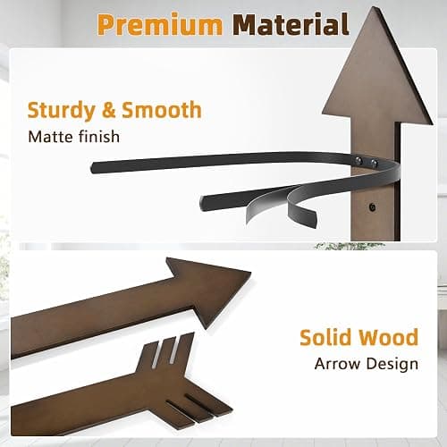 HYDERMUS Cowboy Hat Holder Rustic Wood Arrow Design Hat Organizer 4 Pieces Cowboy Hat Rack Western Decor Hat Storage Hanger for Display and Organization Walnut thumbnail 4