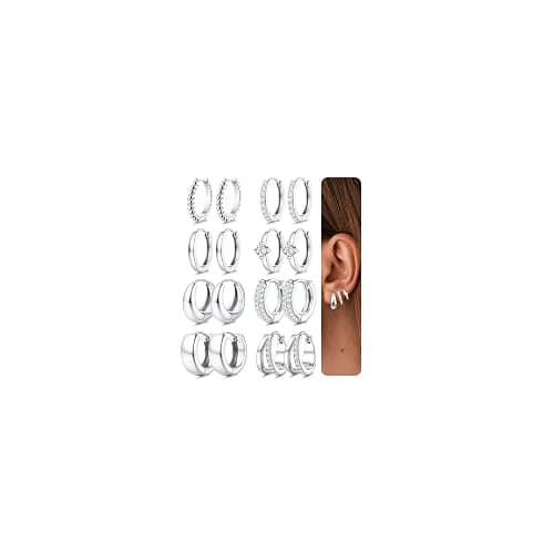 LOYALLOOK Small Chunky Gold Hoop Earrings for Women Hypoallergenic 14K Gold Filled Huggie Earrings for Women Trendy Cartilage Hoop Earring Stacks Lightweight Earring Sets for Multiple Piercing - Image 1