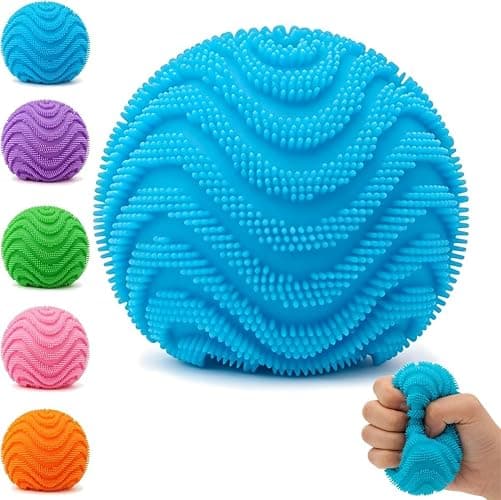 Fuzz Squishy Stress Ball, Soft Fidget for Anxiety Relief, Sensory Squishy Ball to Increase Hand Flexibility & Relieve, Ultra Squishy and Moldable Slow Rise for (Blue) - Image 1