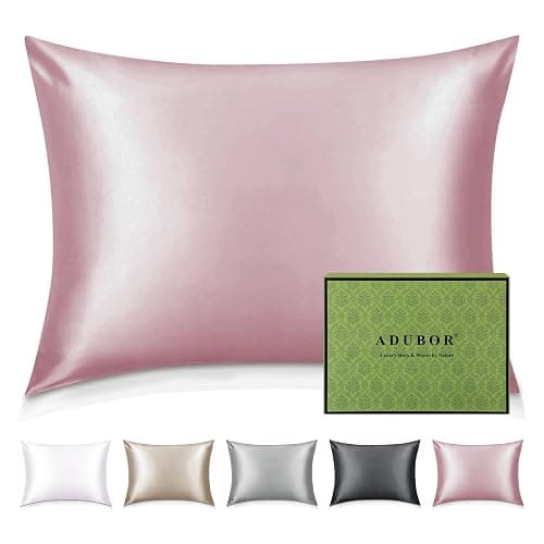 Adubor 100% Seidenkissenbezug 40x80cm für Haar und Haut, mit verstecktem Reißverschluss, beide Seiten, 22 Momme Seide, Fadenzahl 900 (Mittelrosa, 1 Stück) - Image 1