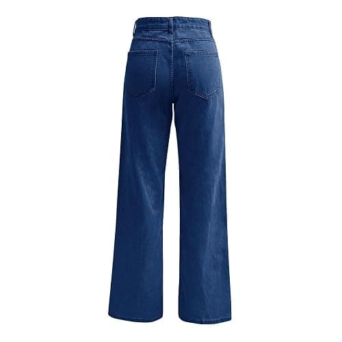Straight Leg Jeans for Women High Waisted Stretch Denim Pants Fashion Baggy Trouser Wide Leg Jean Pants with Pockets thumbnail 5