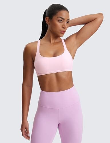 CRZ YOGA Womens Naked Feeling Criss Cross Sports Bra - Strappy Back Padded Medium Support Wireless Gym Cami Workout Yoga thumbnail 2