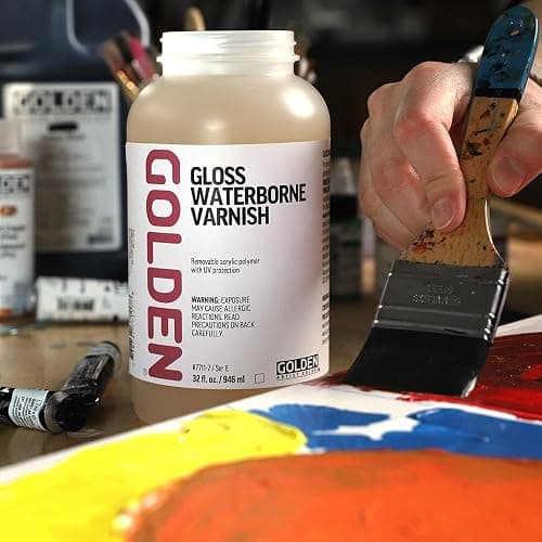 Gloss Waterborne Varnish by GOLDEN, 16 fl. oz. Jar, Professional Acrylic Varnish thumbnail 2