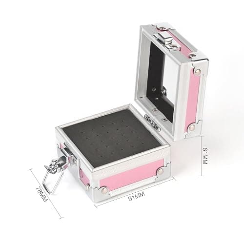 Rolabling Professional 25 Holes Nail Drill Bits Box Container Nail Drill Grinding Bit Holder Nail Polish Head Storage Box Nail Tools Organizers Container Display Storage Box Manicure Tool (Pink) thumbnail 4