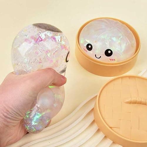 Dumpling Squishies, Mystery Glitter Dumpling Squishies Box, Colorful Dumplings Stress Balls Fidget Sensory Toy, Soft Squeeze Decompression Dough for Anxiety Relief Fidget, Kids Easter Basket Stuffers thumbnail 2