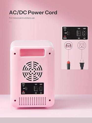 Skincare Fridge, 6L Makeup Mini Fridge With Dimmable LED Light Mirror for Bedroom, Car, Office & Dorm, Cooler & Warmer, Small Refrigerator for Cosmetics, Skin Care and Food (6L Mirror, Pink) thumbnail 6