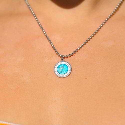 Get Back Necklaces St. Christopher Surf Necklace | Medium, 3/4” Silver Plated Medallion, 24” Aluminum Ball Chain thumbnail 2