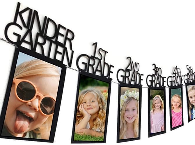 Graduation Photo Banner for 2026 2027 Party Decorations, Kindergarten to 12th Grade Picture Banner, Middle School, High School College Graduation Party Supplies Black 4X6 Inch SG063BK - Image 1