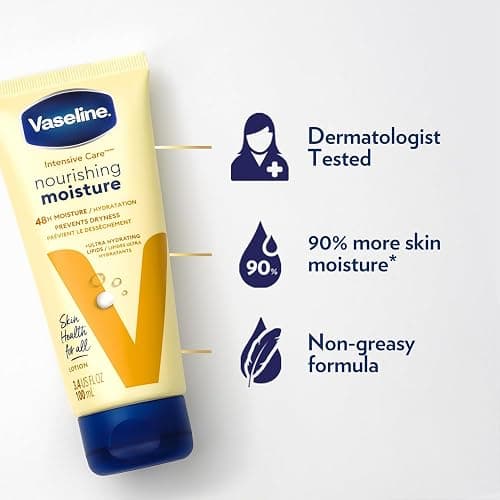 Vaseline Lotion, Intensive Care Nourishing Moisture 2-Pack – Moisturizer with Oat Extract + Ultra-Hydrating Lipids for Healing Extremely Dry Skin, 3.4 Oz Ea thumbnail 4