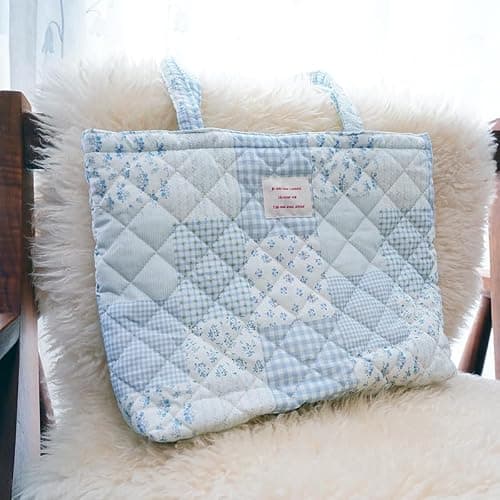 Floral Quilted Cotton Shoulder Bag for Women Daily Use Medium Size Handbag Large Capacity Thickened Design Tote thumbnail 3