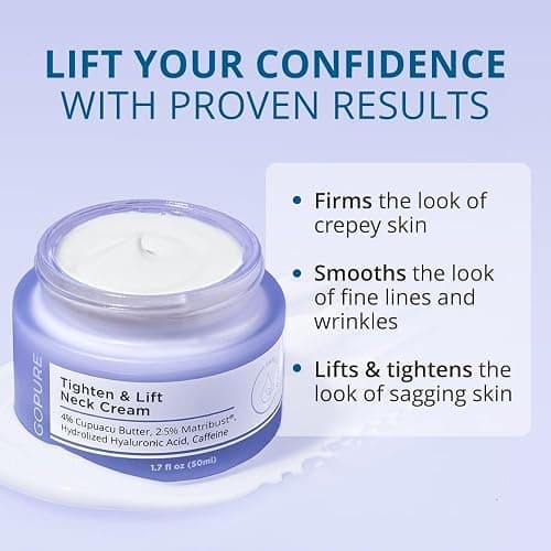 goPure Tighten & Lift Neck & Chest Moisturizer Cream for Visibly Firming, Tightening and Lifting Wrinkles & Crepey Skin, 1.7oz thumbnail 2