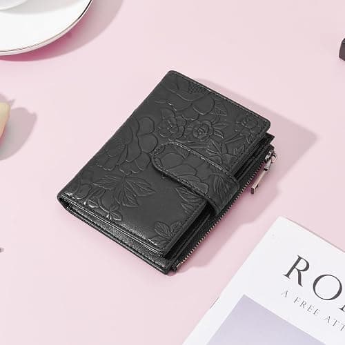 GAEKEAO Womens Wallet Small Vegan Leather RFID Blocking Bifold Zipper Pocket Wallet Card Case Purse with ID Window thumbnail 2