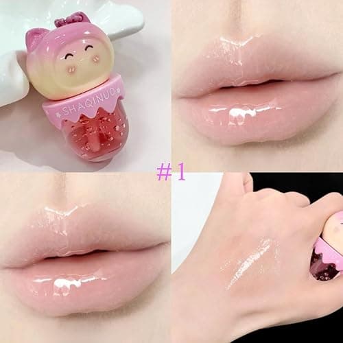 Mrettick 4 Colors Hydrating Lip Gloss, Glossy Lipgloss Cute Cat Jelly Liquid Lipsticks Moisturizing Shine Glass Finish Lip Gloss Makeup Gift for Women thumbnail 4