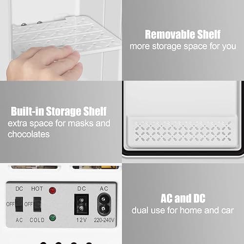 WANNYTON Mini Kühlschrank 4 Liter / 6 Dosen, Tragbarer Kleiner Kühlschränke mit Kühl- und Heizfunktion, Getränkekühlschrank für Zimmer Auto Büro, AC 220-240 V, DC 12 V, Weiß thumbnail 6