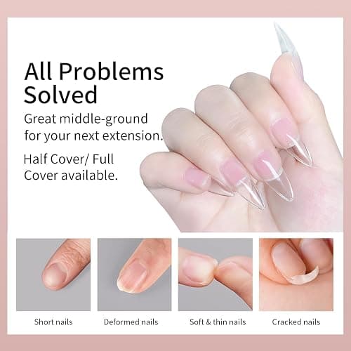 Cycullinyt 600pcs Sculpted Medium Stiletto Soft Gel Nail Tips, Professional False Nail Tips with Box - 14 Sizes Full Cover Clear Acrylic Press On Fake Nails for Extension Manicure Salon DIY at Home thumbnail 7