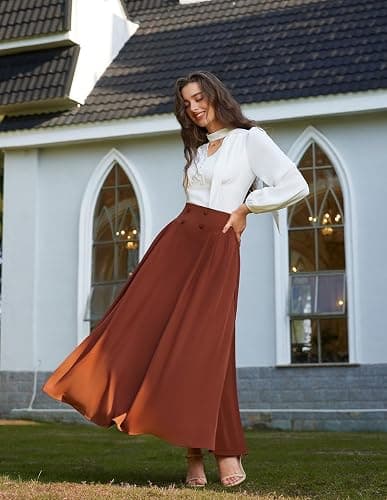Scarlet Darkness Long Skirts for Women Maxi High Waisted A Line Skirt Renaissance Skirt with Pocket thumbnail 4