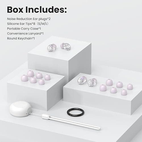 JUSTRVN Ear Plugs for Concert, 2 Pairs of Noise Reduction Earplugs 25dB-30dB with 8 Ear Tips&Carry case,Reusable Hearing Protection earplugs for Sleep,Social,Work,Focus&Noise Sensitivity thumbnail 6