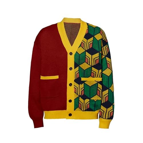 VintageCos Men's Kamado Tanjirou Costume Giyu Tomioka Cosplay Sweater Demon Coat Slayer Cardigan - Image 1