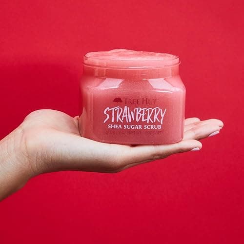 Tree Hut Shea Sugar Body Scrub Strawberry,18oz, With Single Fragrance-Free Makeup Remover Cleansing Towelettes thumbnail 5