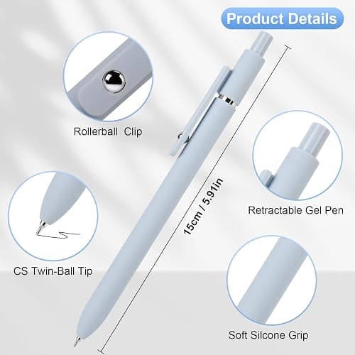 Siwyit Gel Pens, 5 Pcs 0.5mm Quick Dry Black Ink Fine Point Smooth Writing Pens and 10 Refills, Retractable Stylo Gel for Journaling Note Taking, Office Supplies (Morandi-5PC) thumbnail 2