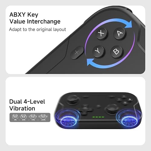 AceGamer 2 Pack Wireless Pocket Controller for Nintendo Switch/Switch 2/Android/iOS/PC/Steamdeck, Joystick Lift and Down Design, Bluetooth Gamepad with 6-axis Gyroscope/Turbo/Vibration/ 1000Hz thumbnail 4