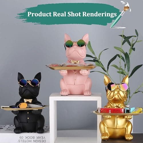 French Bulldog Gifts Statue Tray Organizer for Keys, Candy, Jewelry, Earrings, Entrance Piggy Bank - Modern Decor Resin French Bulldog Decor Entryway Table, Coffee Table, Office Desk, Home Decor thumbnail 7