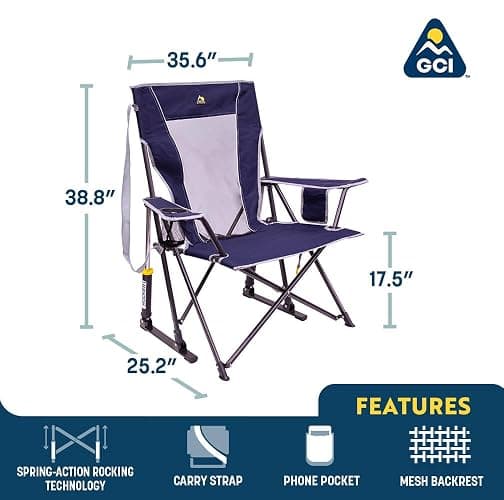 GCI Outdoor Comfort Pro Rocker Camping Chair | Portable Folding Rocking Chair with Durable Armrests & Drink Holder — Blush - Comfort Pro Rocker - Blush thumbnail 4